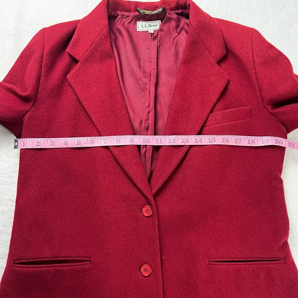 L.L. Bean Vintage Wool Cashmere Red Blazer women's size 12 Petite Jacket USA - Picture 3 of 9